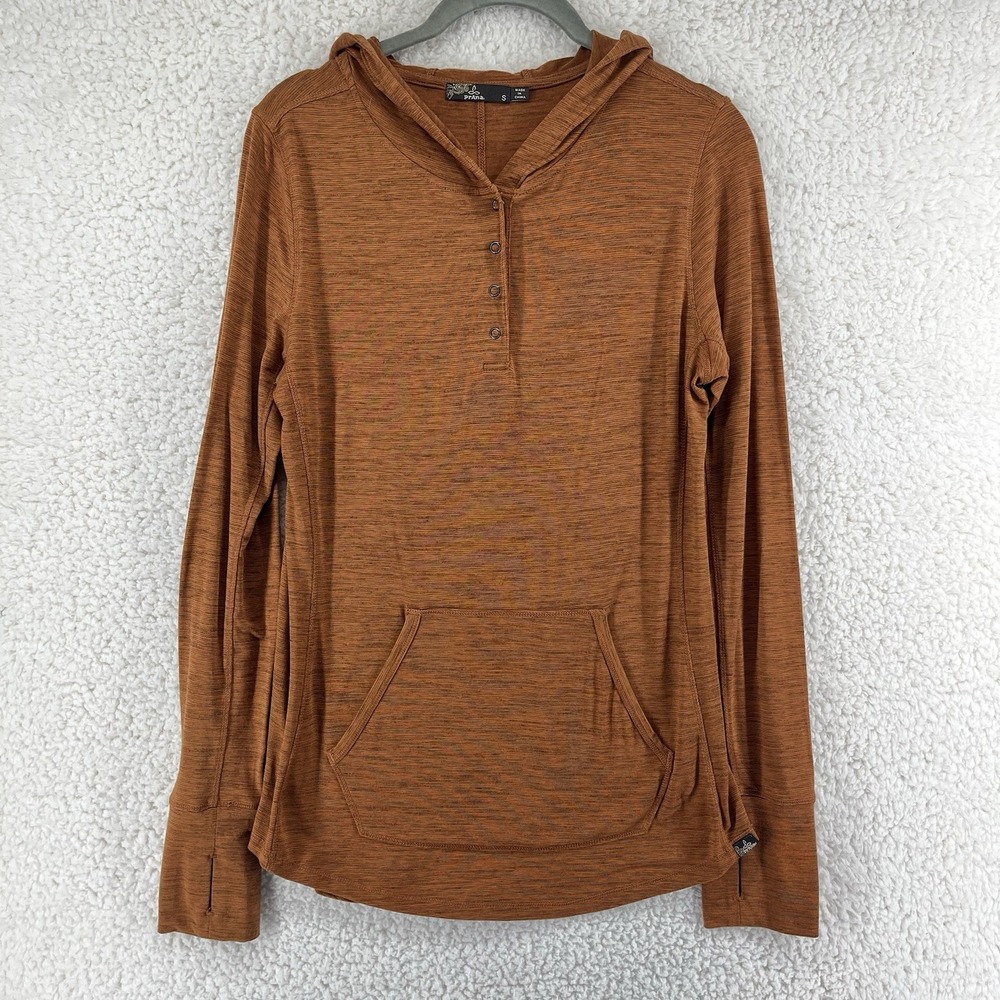 Prana Sol Protect Hoodie Women's Size Small Orange Copper Hiking Camping Outdoor